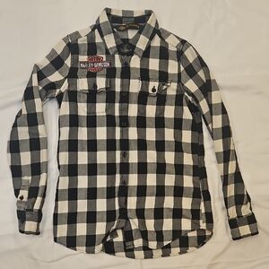 Harley-Davidson Women's Black and White Plaid Shirt